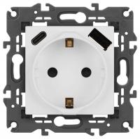 Розетка ЭРА Elegance 14-4108-01М 2P+E 16A-250В со шторками с USB type-A+C 5В-3А матов. бел. Эра Б0067710
