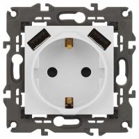 Розетка 16А 250В 2P+E с 2хUSB 5В-3А защ. шторки Elegance бел. 14-4109-01 ЭРА Б0047867