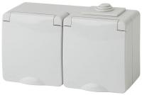 Розетка ОП 2х2P+E 11-2603-03 16А-250В гориз. IP65 сер. ЭРА Б0035991
