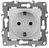 Механизм розетки 1-м СП Эра12 12-2102-01 16А IP20 16AX 250В 2P+E Schuko защ. шторки бел. Эра Б0014687