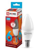 Лампа светодиодная LED-Свеча-VC 6Вт свеча 4000К нейтр. бел. E14 540лм 230В IN HOME 4690612020396