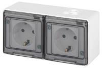 Розетка Эксперт 11-2504-01 2х2P+E гориз. IP55 шторки 16А-250В ОУ бел. Эра Б0063262