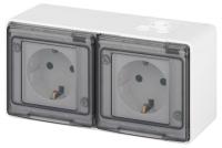 Розетка Эксперт 11-2503-01 2х2P+E гориз. IP55 16А-250В ОУ бел. Эра Б0063264