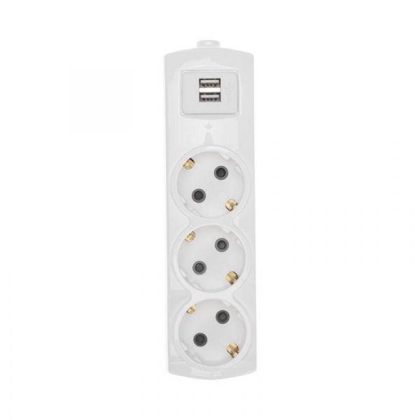 Колодка 3-м с заземл. PREMIUM 2 USB бел. Rexant 13-4402