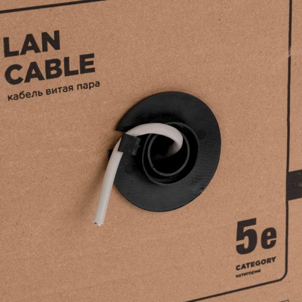 Кабель витая пара U/UTP кат.5E 4х2х0.52 24AWG PVC INDOOR SOLID сер. РФ (305м) Rexant 02-0005-R