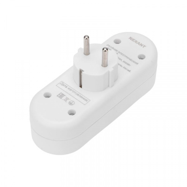 Двойник электрический линейный 16А с/з+2 USB-порта 2.4А бел. Rexant 11-1090