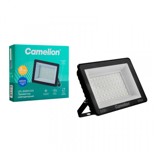 Прожектор LFL-5004 C02 (LED SMD 50Вт 5000лм 230В 6500К 153х136х30) черн. Camelion 16332