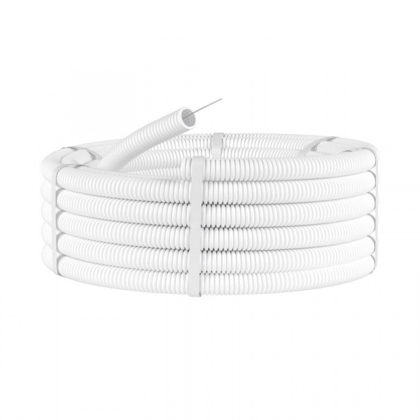 Труба гофрированная ПЛЛ гибкая d50мм с протяжкой безгалоген. (HF) ПВ-0 бел. (уп.15м) DKC 81850