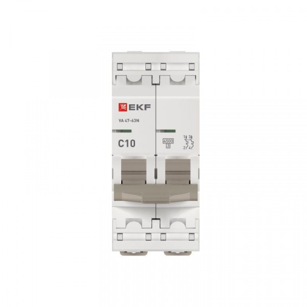 Выключатель автоматический 2п C 10А 4.5кА ВА 47-63N PROxima EKF M634210C